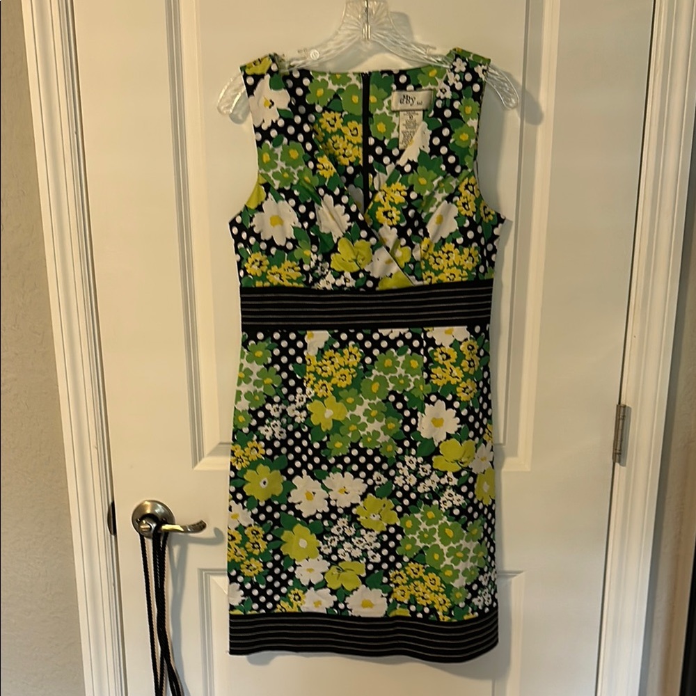 Vintage dBY ltd Floral Sleeveless Dress - Green and Black Size 10